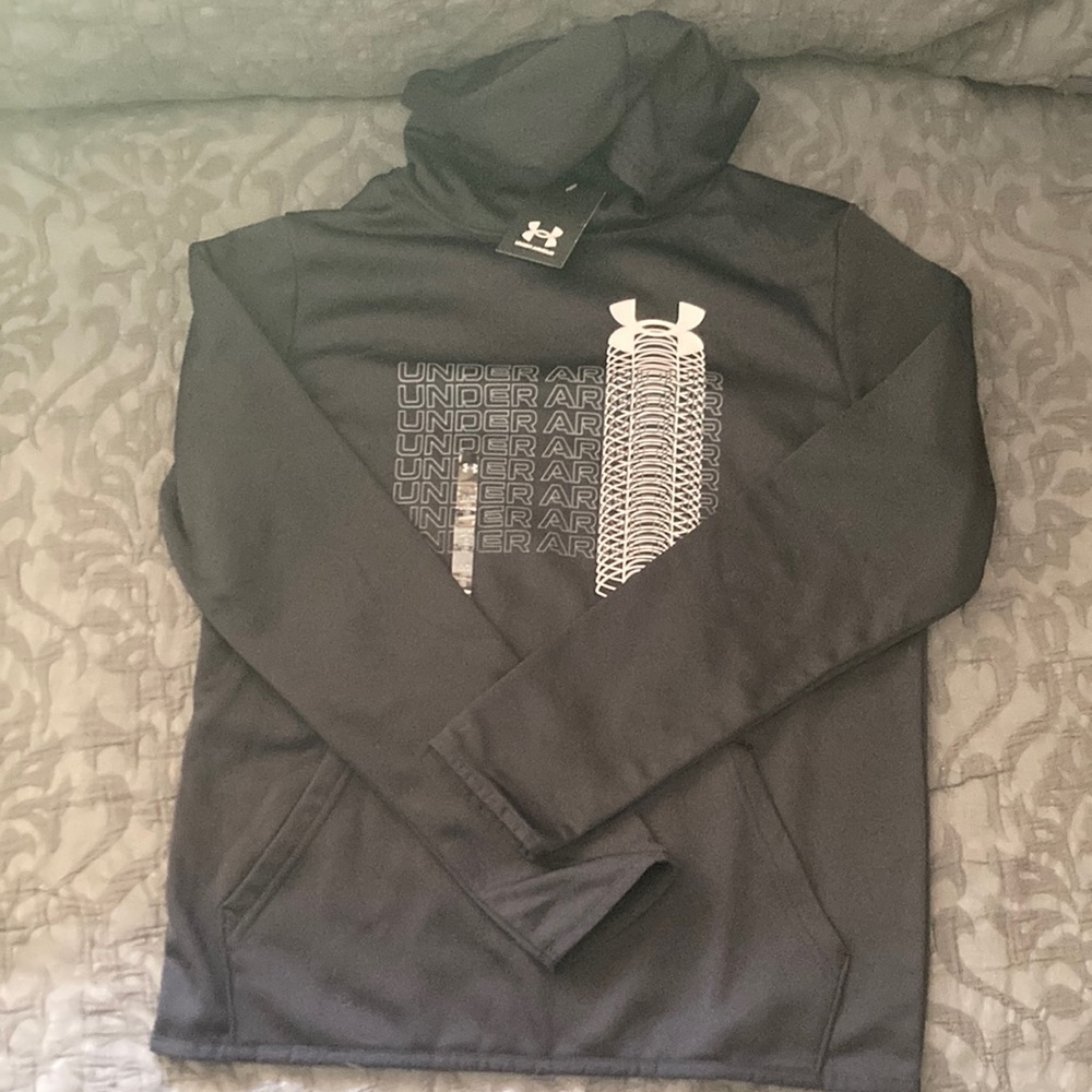 Black youth large Under Armour hoodie with logo